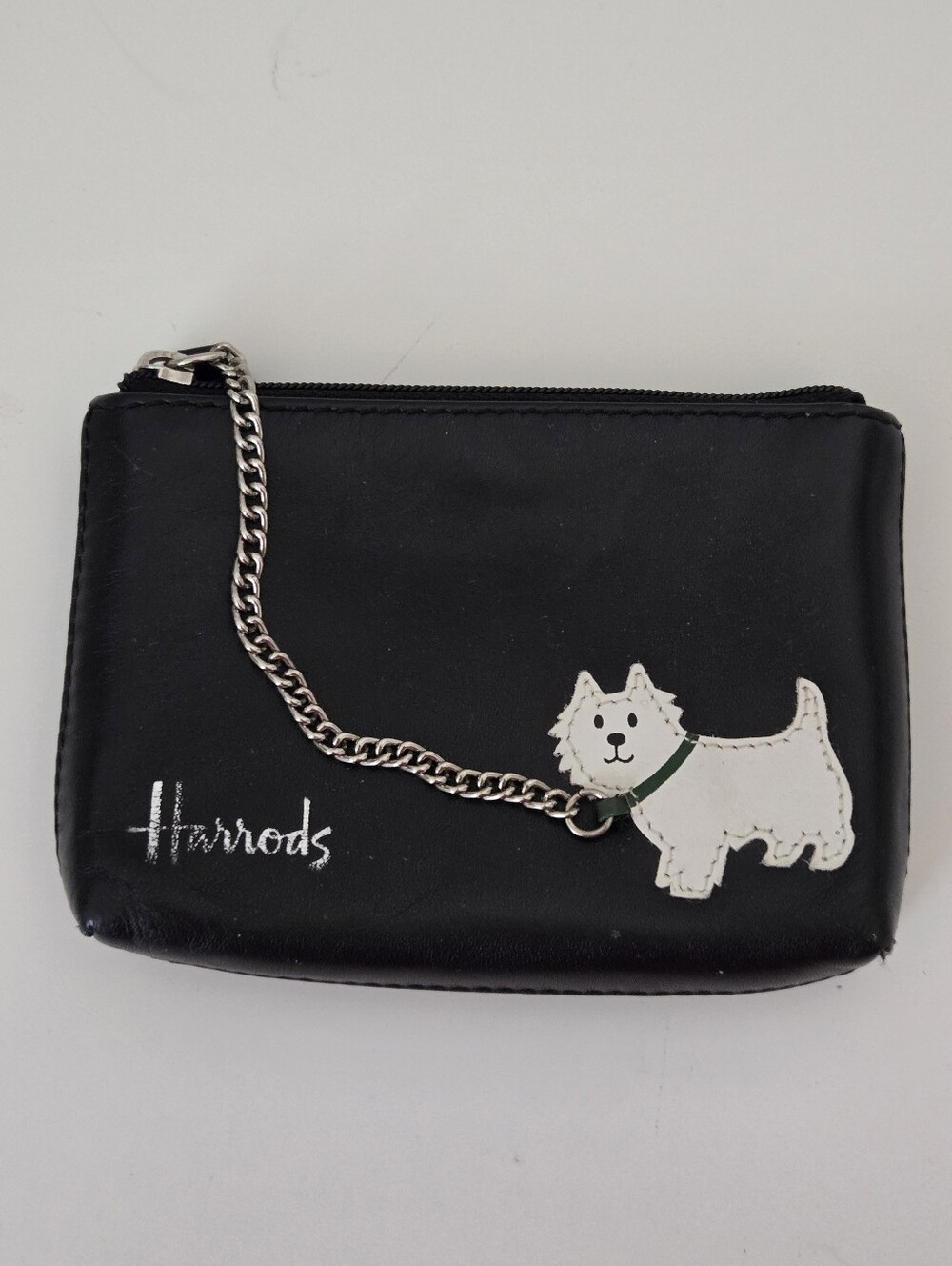Harrods Genuine Leather Westie Dog Coin Change Purse